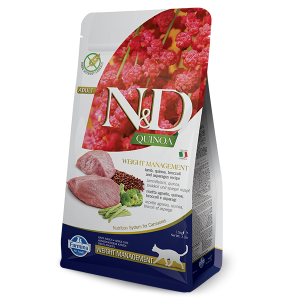 N&D Cat Quinoa Weight Manegement  - суха храна за котки с агнешко, киноа, броколи и аспержи