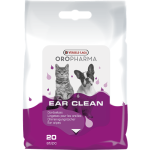 OROPHARMA EAR CLEAN CAT & DOG - напоени с лосион мокри кърпички за почистване на уши, за кучета и котки - 20 броя кърпички