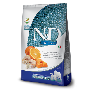 N&D Pumpkin Codfish&Orange Adult Medium&Maxi - суха храна за кучета с треска и портокал