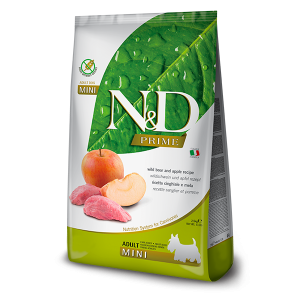 N&D Prime Wild Boar & Apple Adult Mini – суха храна без зърнени култури за кучета в зряла възраст от дребни породи, с глиган и ябълка 800 гр