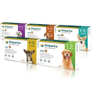 Simparica 5 мг. - дъвчащи таблетки за кучета с тегло 1.3 - 2.5 кг. / кутия 3 броя /