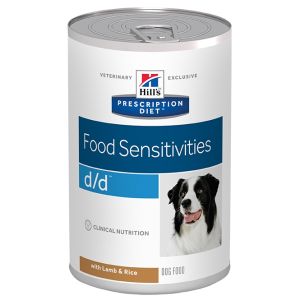 Hill's Prescription Diet Canine d/d Lamb - лечебна мокра храна за кучета, подсилваща кожната бариера и съдържаща един протеинов и един въглехидратен източник. С агнешко, консерва 370 гр