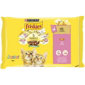 Friskies Junior Multipack - Пълноценна мокра храна за малки котенца с пиле - паучове хапки в сос 4бр x 85гр