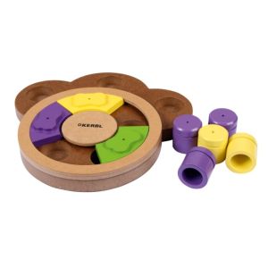 Kerbl Thinking and Learning Toy Paw - Интерактивна дървена играчка за кучета с конуси и бутони