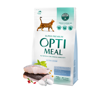 Opti Meal Cat Adult With Cod Fish - Пълноценна суха храна за възрастни котки с високо съдържание на треска - различни разфасовки