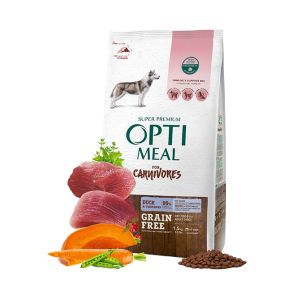 Opti Meal Grain Free Adult Dogs All Breeds With Duck - Беззърнена пълноценна суха храна за възрастни кучета от всички породи – патица и зеленчуци - различни разфасовки