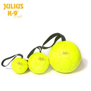 Julius K9 - ръчно шита кожена топка, неоново-жълт цвят, различни размери