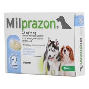 Milprazon / милпразон /  2.5mg  - за кучета с тегло най-малко 0.5 кг. / кутия с 2 таблетки /
