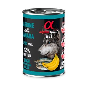Alpha Spirit Dog New Protein Sardine with Banana - консерва за кучета със сардини и банан - 400 гр