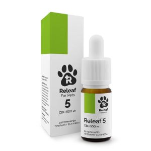 Releaf For Pets 5 - 500мг. Широкоспектърно CBD масло в MCT масло за животни - 10мл.