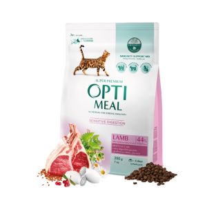 Opti Meal Cat Adult Digestive With Lamb - суха храна за възрастни котки с чувствителна храносмилателна система - агнешко