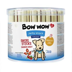 BOW WOW SWIRL STICKS  - Ветрило пръчици от пушено месо с шипка и червени боровинки - 55 броя, 1350 гр