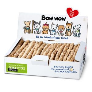 BOW WOW GRAINFREE - Лакомство за кучета - Натурални солети от говеждо и шкембе с шипка и червени боровинки - 50 броя в  кутия, 900 гр