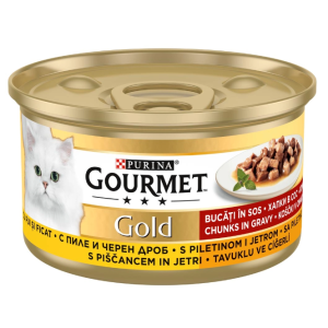 Gourmet Gold - мокра храна за котки - хапки в сос с пиле и дроб 85гр