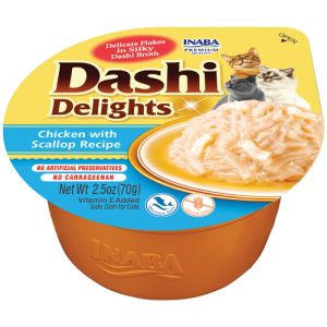 Inaba Dashi Delights Chicken with Scallop - топинг с късчета месо в японски бульон - Пиле и Миди, 70 гр