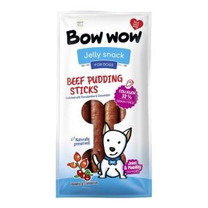 BOW WOW GRAINFREE - Лакомство за кучета - салами от говеждо и колаген с шипка и червени боровинки - 6 броя в опаковка, 950 гр