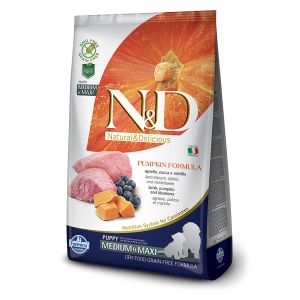 N&D Pumpkin Lamb&Blueberry Puppy Medium & Maxi - суха храна за кучета с агне и боровинка 