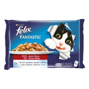 Felix Fantastic Multipack - паучове за котки с говеждо/пиле в желе 4бр x 85гр