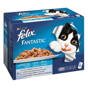 Felix Fantastic Multipack - паучове за котки с риба в желе 12бр x 85гр