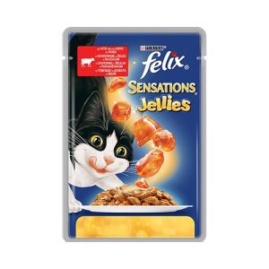 Felix Sensations - мокра храна за котки - пауч говеждо в желе с домати 85гр