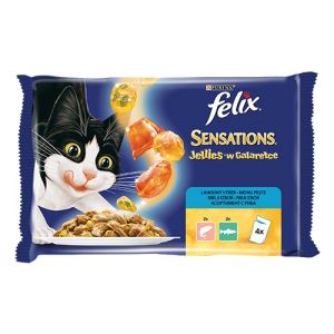 Felix Sensations - мокра храна за котки - 2 вкуса паучове риба в желе 4брх85гр