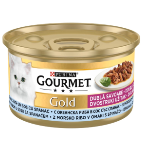 Gourmet Gold - мокра храна за котки - двойно удоволствие с риба и спанак 85гр