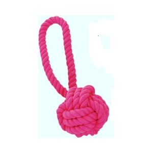 FreeDog Rope Ball - играчка за кучета - топка с въже - розова