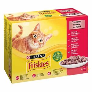 Friskies Adult Multipack 12 бр - храна за котки в зряла възраст - паучове с 4 вида месо 12бр x 85гр