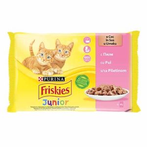 Friskies Junior Multipack 4 бр - мокра храна за малки котенца - паучове хапки в сос 4бр x 85гр