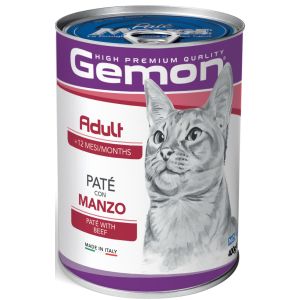 GEMON Cat Adult Paté with Beef 400 g - Пълноценна мокра храна за котки в зряла възраст, консерва пастет с говеждо 400 гр