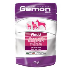 Gemon Adult Veal&Ham мокра храна за кучета с говеждо и шунка - пауч