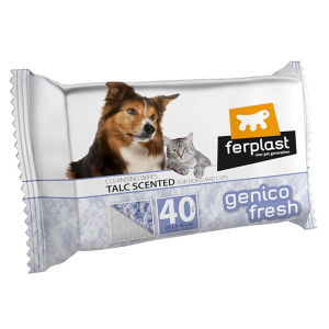 GENICO FRESH dog/cat  talk (x 40) - почистващи кърпички за кучета и котки с аромат на талк 40 бр. в пакет 30x20cm