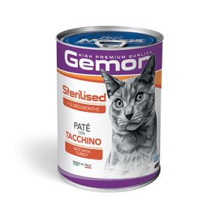 GEMON Sterilised Cat Paté with Turkey 400 g - Пълноценна мокра храна за кастрирани котки, консерва пастет с пуешко 400 гр