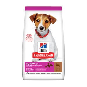 Hill’s Science Plan Puppy Small & Mini с агнешко - Пълноценна суха храна за дребни и миниатюрни породи кучета от отбиване до 1 година. За бременни и кърмещи кучета - 1,5 кг