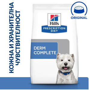 Hill's Prescription Diet Derm Complete Mini – диета за намаляване на алергиите от околната среда и хранителни алергии, за кучета от дребни породи 5+1 кг