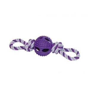 Играчка за кучета - лилава топка с въже