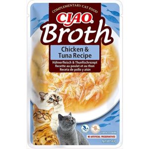 Inaba Chicken Broth with Tuna - Пауч за котки пилешки бульон с риба тон, 40 гр