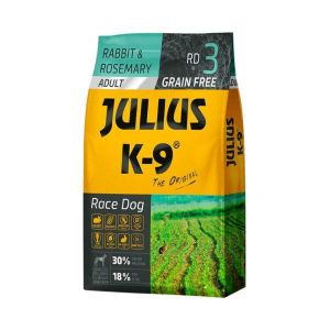 JULIUS-K9® GRAIN FREE Заек & Розмарин – хипоалергенна суха храна за спортуващи кучета БЕЗ ЗЪРНЕНИ КУЛТУРИ! - 10кг