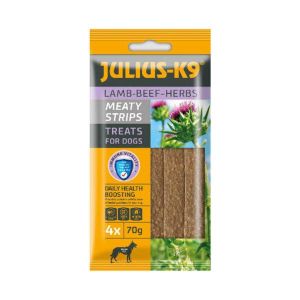 Julius K9 Meaty Strips Dog 70g – Лакомство за кучета с билки, 70 гр