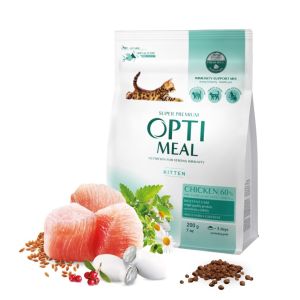 Opti Meal Cat Kitten Chicken - Пълноценна суха храна за котенца с пиле - различни разфасовки