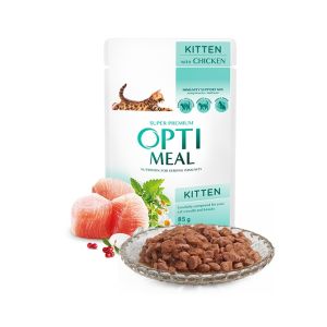 Opti Meal Pouch For Kittens With Chicken - пълноценна мокра храна за подрастващи котенца с пилешко