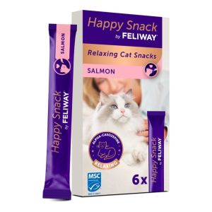 FELIWAY Happy Snack Salmon - Лакомство за котки с успокояващо действие, със сьомга – 6 броя в кутия