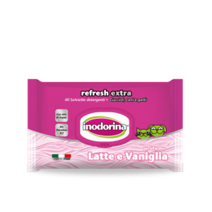 Inodorina Refresh Extra With Milk and Vanilla Perfume - Мокри кърпички с аромат на мляко и ванилия - 40 бр. 