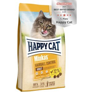 Happy Cat Minkas Hairball Control Poultry - балансирана суха храна за котки с пилешко за минимизиране на топките косми - 10 kg