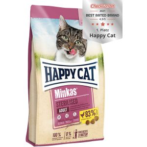 Happy Cat Minkas Sterilised Poultry - вкусна храна за подпомагане на метаболизма на кастрирани котки над 10 месеца - 10 kg