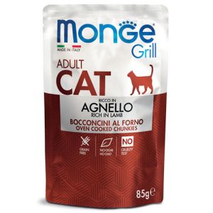 Monge Grill Adult с агнешко – Пауч хапки в желе с агнешко за котки в зряла възраст - 85 гр