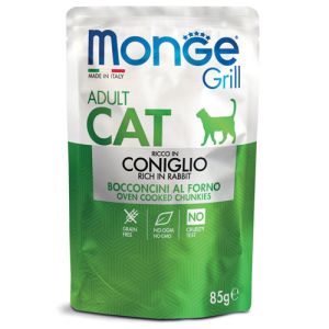 Monge Grill Adult със заешко – Пауч хапки в желе със заешко за котки в зряла възраст - 85 гр
