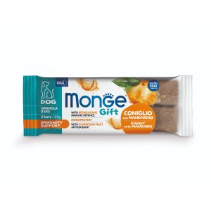 Monge Gift Granola Bars Immunity Support – лакомство за кучета – монопротеинови барчета със заешко и мандарини за подсилване на имунитета, безглутенови