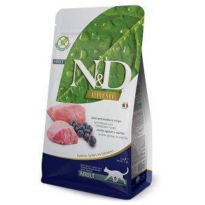 N&D Prime Cat Adult Lamb & Blueberry 300 g – суха храна без зърнени култури за котки над 1 година, с агнешко и боровинки 300 гр