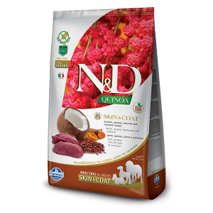 N&D Quinoa Skin&Coat Venison, Coconut - суха храна за кучета в зряла възраст с киноа и еленско